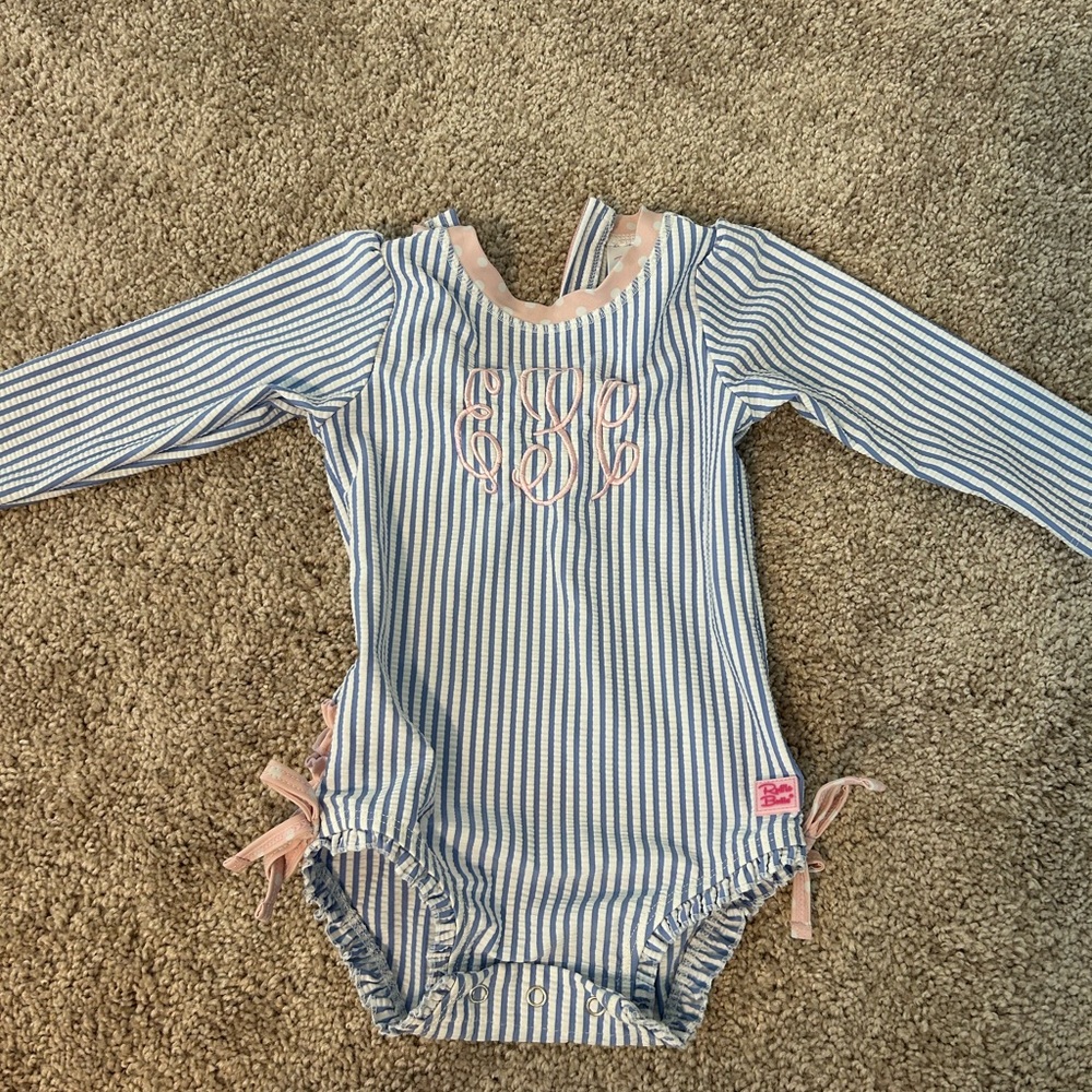 EPC monogrammed ruffle butts swimsuit